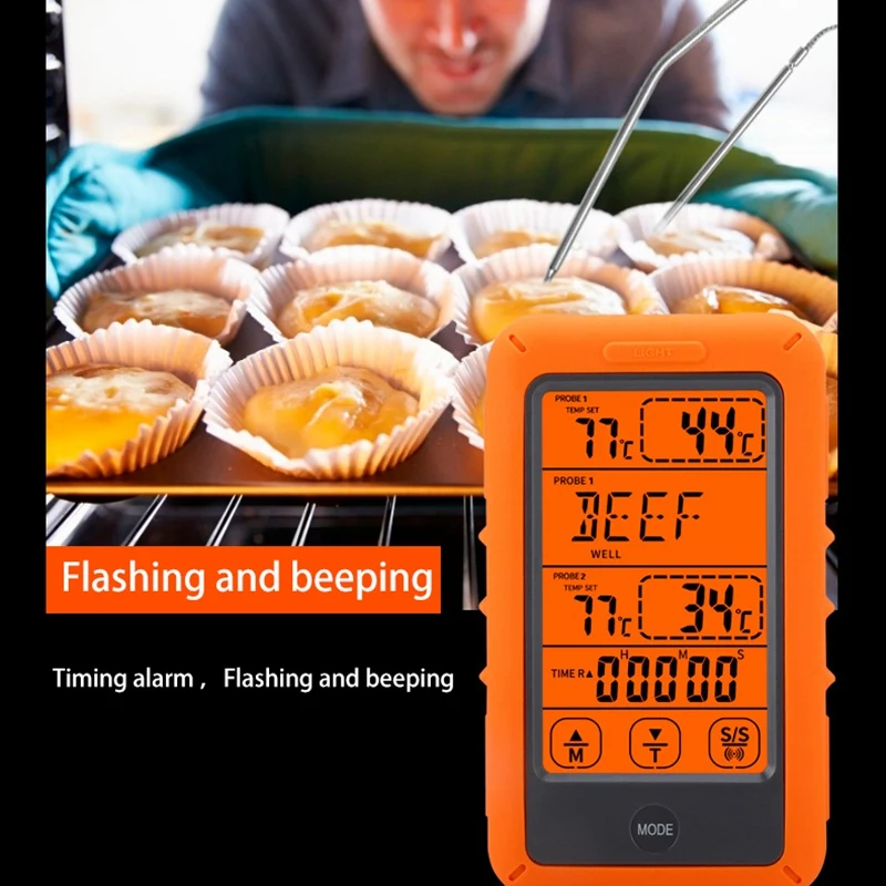 

Wireless Remote Digital Fast Instant Read Meats of Cattle Sheep Chicken Thermometer with Probe,BBQ Oven Kitchen Tools