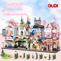 city mini street view candy house gift shop building blocks 3d model architecture bricks toys for children christmas gifts