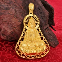 hoyon 24k gold color jewelry real gold hollow flame maitreya buddha guanyin pendant mens gold buddha pendant for wedding gift