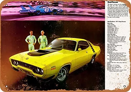 

Wall-Color 9 x 12 Metal Sign - 1971 Plymouth Road Runner - Vintage Look