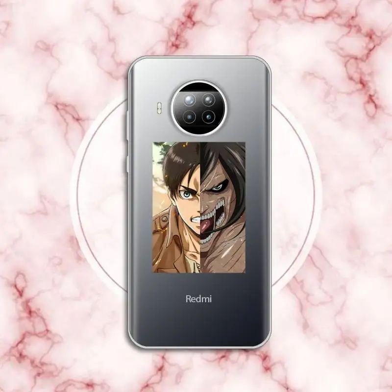 

Japan Anime Attack On Titan Phone Case Transparent for Xiaomi Redmi note 10 t 8 9 pro lite 11
