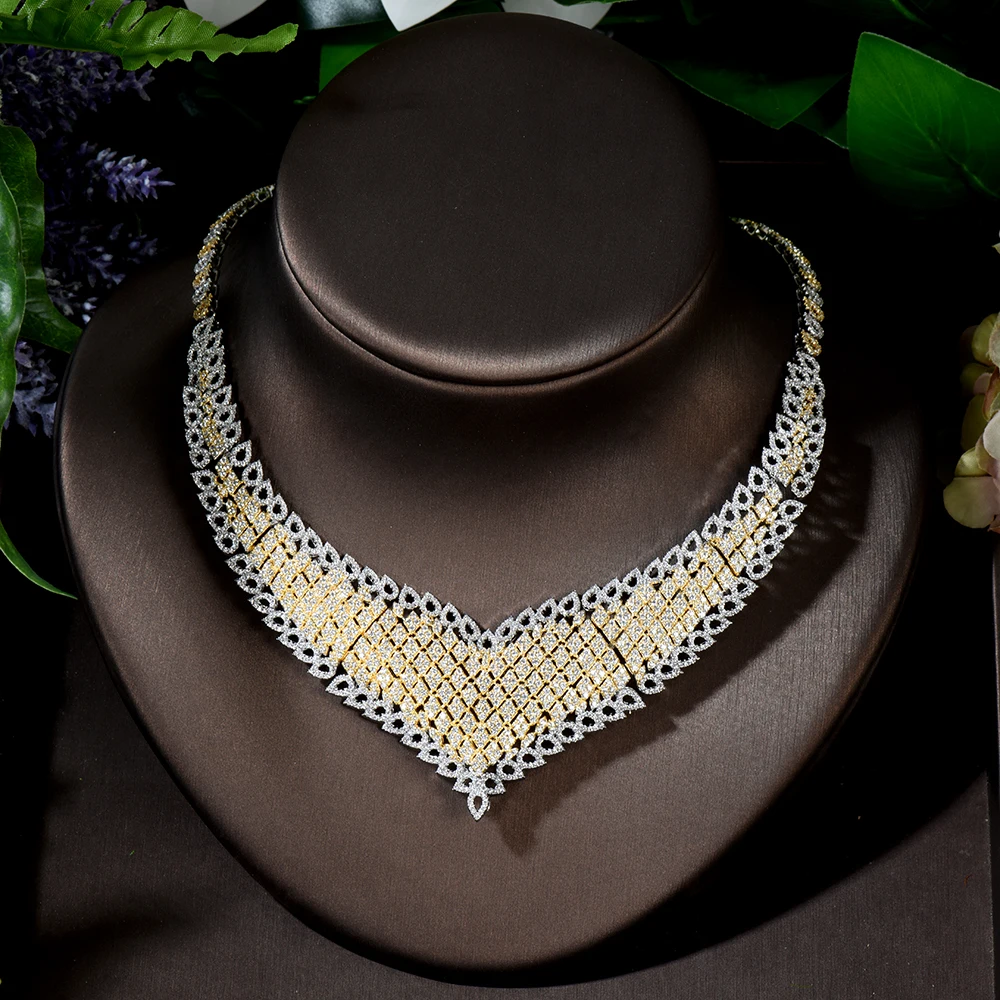 Роскошный большой набор украшений hiневесты с кубическим цирконием в форме капли