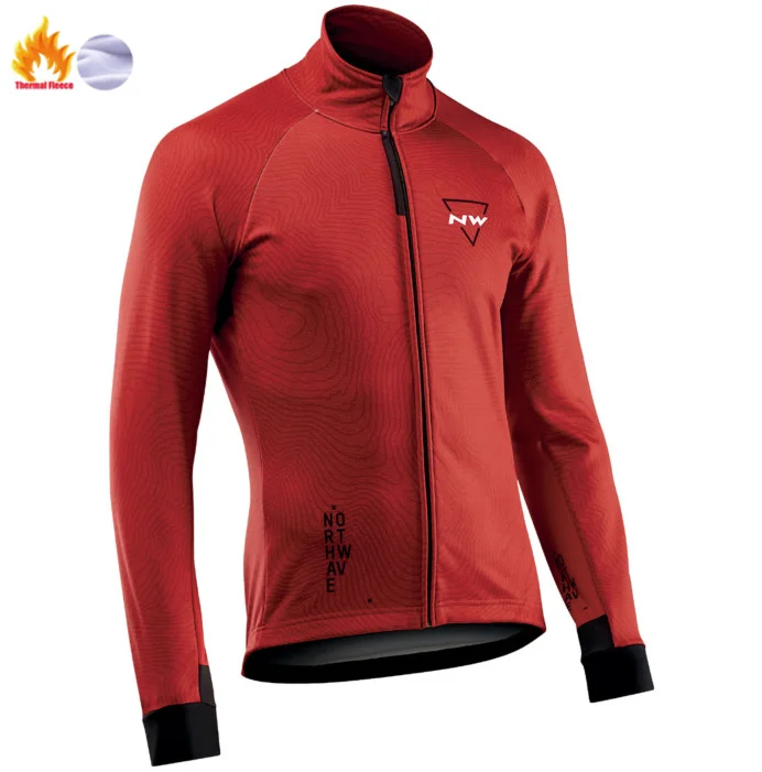NW North Wave Ciclismo Джерси Pro зимнее Велосипедное снаряжение теплый шерстяной костюм с длинным рукавом набор велосипедных костюмов набор для езды на велосипеде - Цвет: Fleece long sleeve