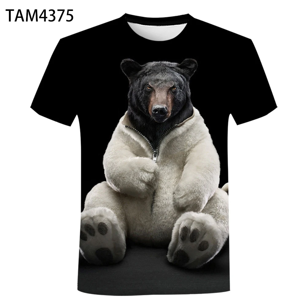 Футболка с изображением медведя в стиле Харадзюку лето 2021 мужская и женская