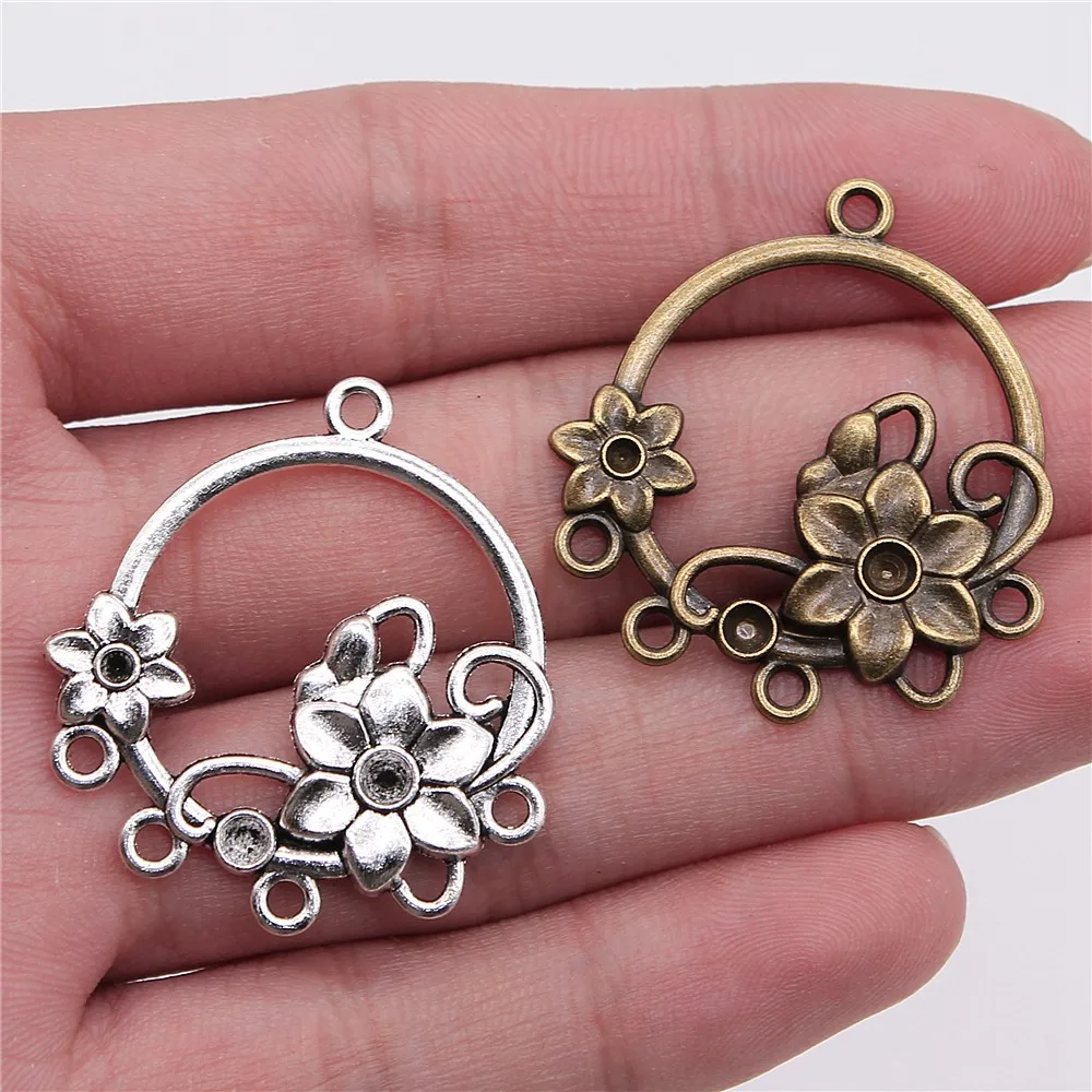 

60pcs 35x32mm Round Flower Chandelier Earring Connectors Flowers Porous Chandelier Earring Connectors Finding Flower Charm