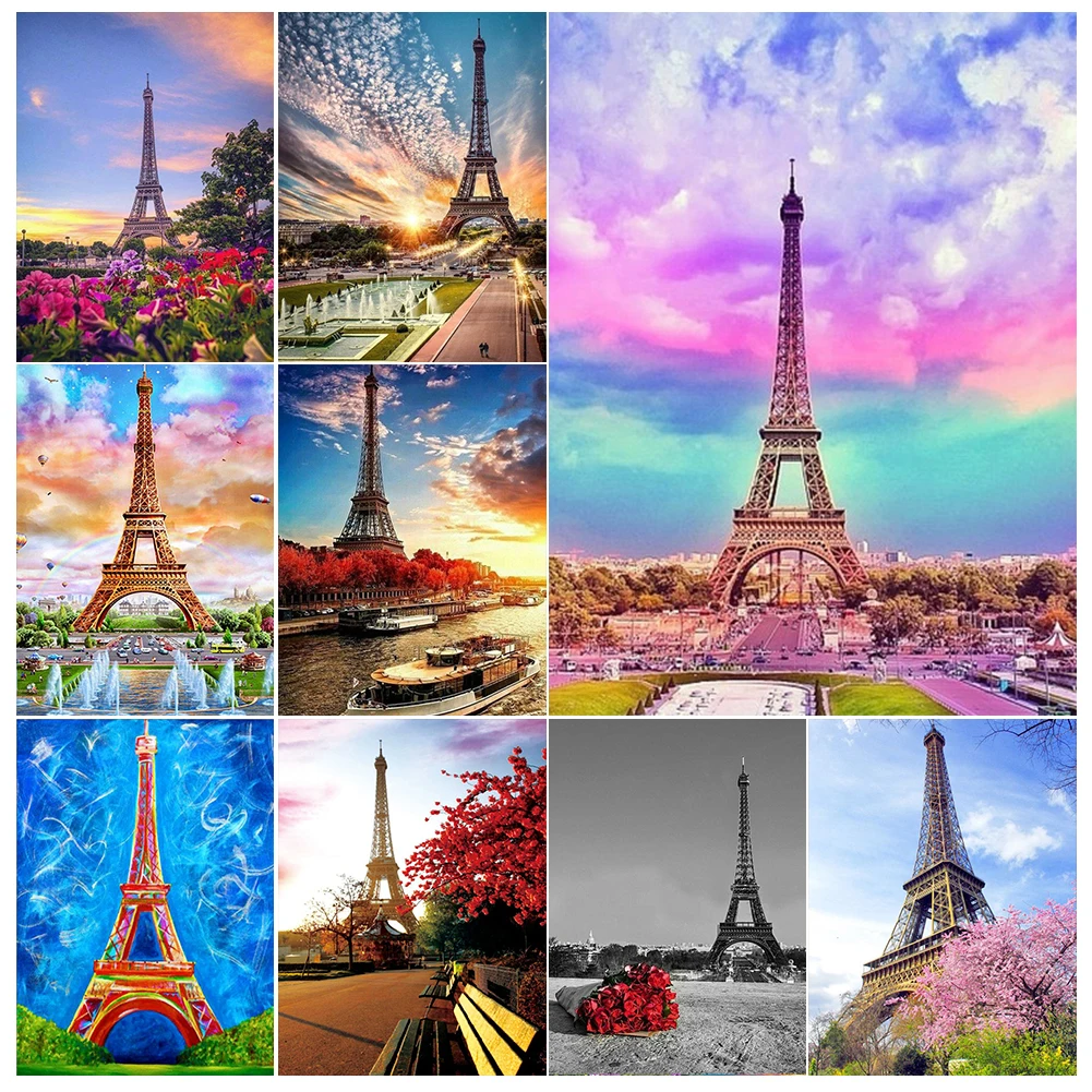

5D DIY Diamond Painting Eiffel Tower Landscape Full Drill Mosaic Handmade Art Embroidery Rhinestone Cross Stitch Kits Home Decor
