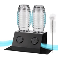 dual holes draining rack soda bottles with bottle brush stainless steel rack drip tray for beverages dry faster edge protection