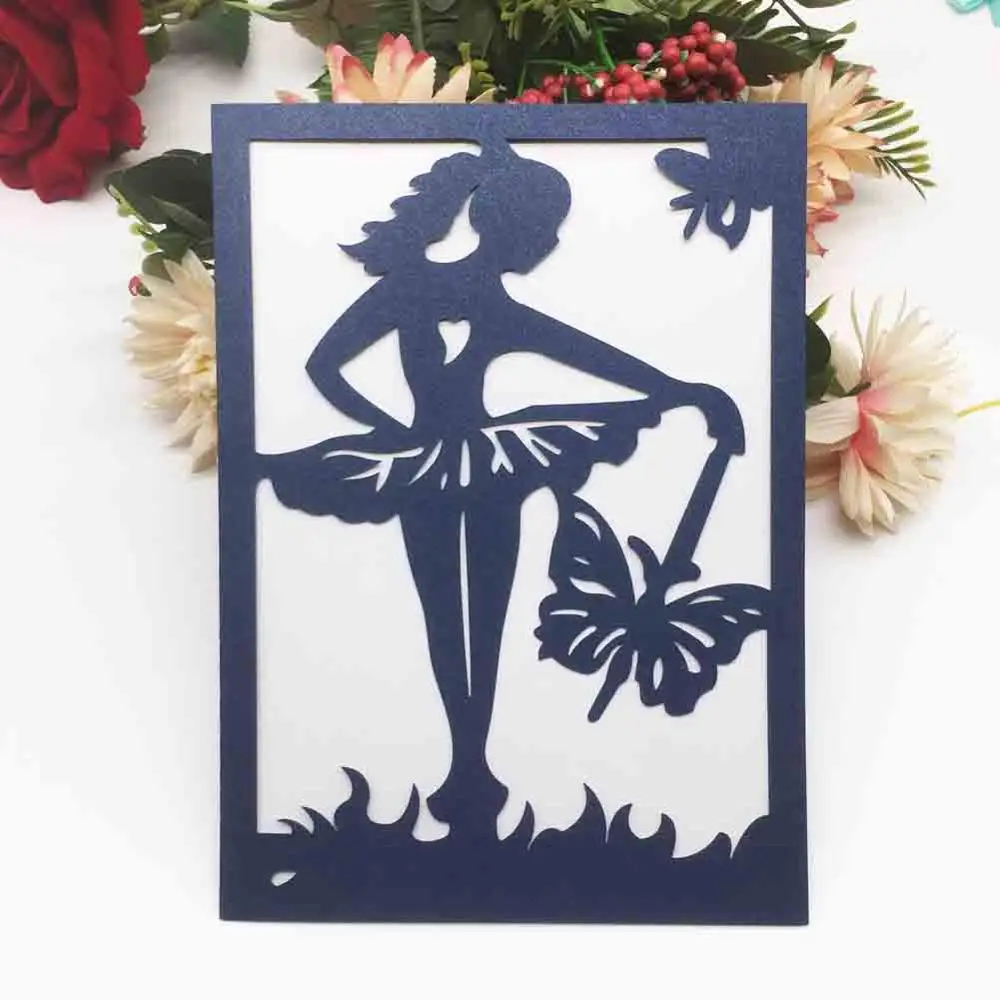 50 шт./лот тема влюбленной танцующей девушки пригласительная открытка Свадебная