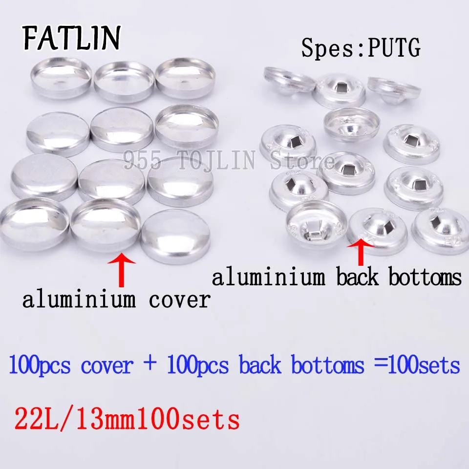 22L-13mm 100sets 100 наборов 16L-80L тканевые пуговицы из покрытой алюминием ткани, ручная работа, металлическая форма хлеба, круглая ткань, аксессуары,, PUTG - Цвет: 22L-13mm 100sets