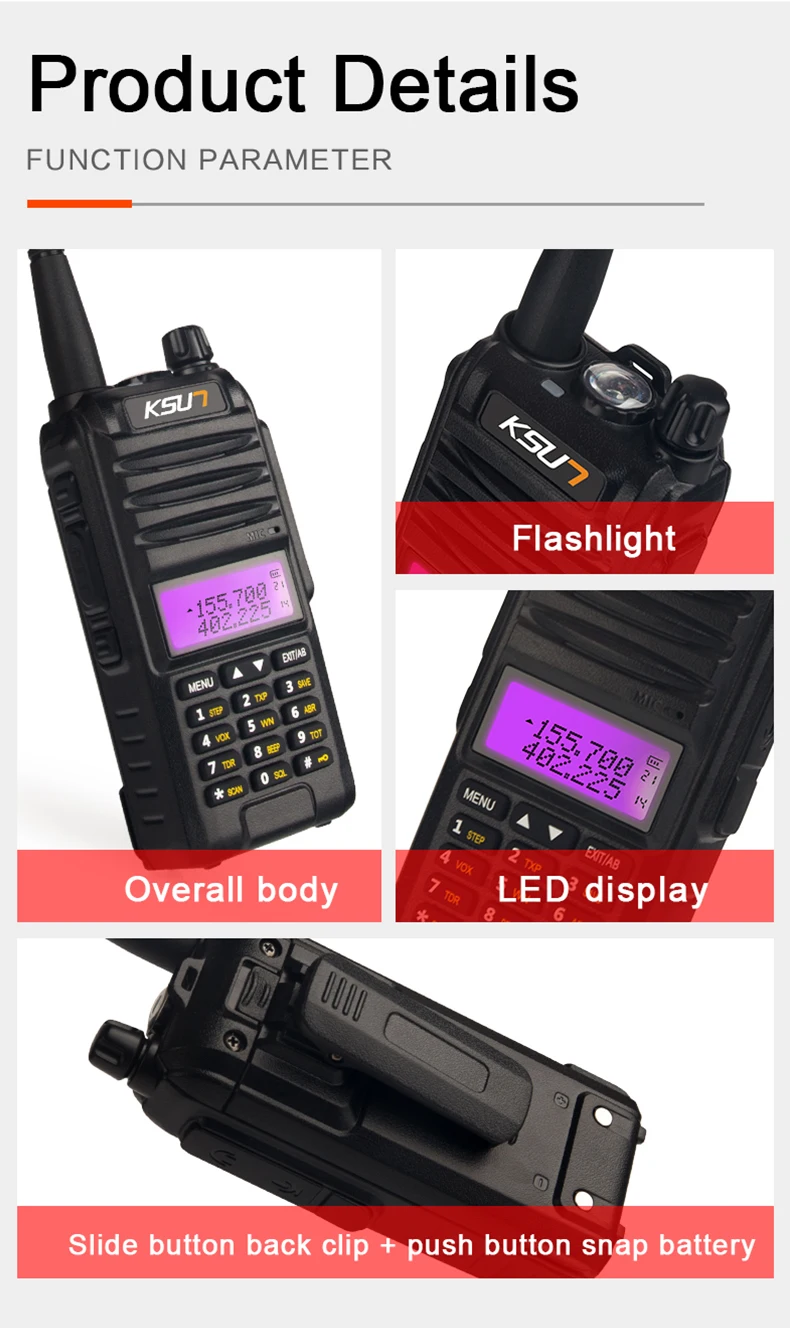 KSUN KS-UV1D портативная рация 8 Вт Высокая мощность двухстороннее Радиочастотное радио Двухдиапазонный портативный коммуникатор КВ трансивер любительский удобный
