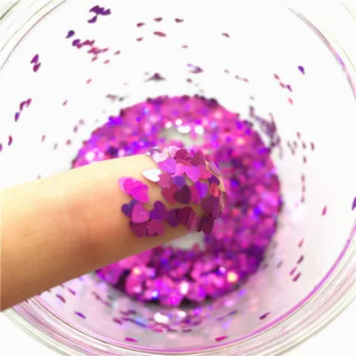 Laser purple 10g Ультратонкая PET Блестки 3 мм Сердце Лазерная блестящая 3D блестка для ногтей блестка Eo-Friendly свободные блестки для украшения ногтей 10 г - Цвет: Laser purple 10g