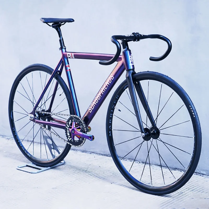

SF R3 Chameleon Aluminum Alloy Bike Racing Muscles Fixed Gear Single Speed Bicycle Flat Spokes Wheel Half Carbon Front Fork