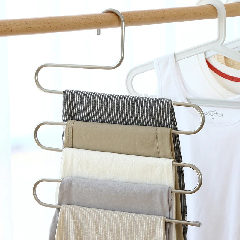 

Multilayer Fish Bone Shape Stainless Steel Clothing Storage Racks Clothes Hanger Storage Holder Wardrobe Laundry Drying Rack