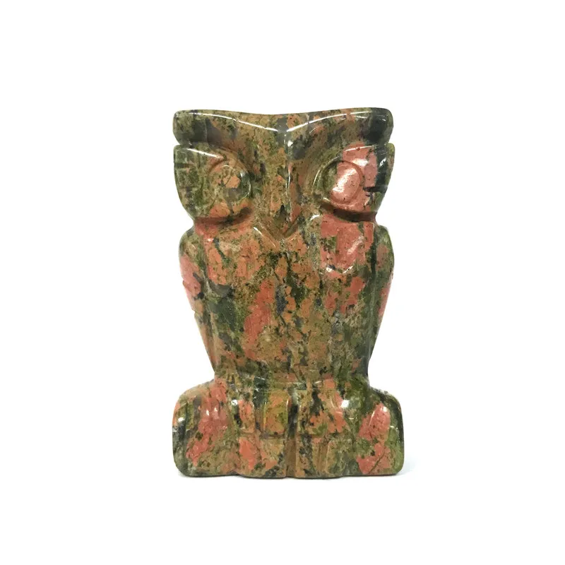 Оптовая цена натуральный унакит в форме Совы кристалл фигурка камень