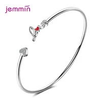 100 real 925 sterling silver women bracelets cuff butterfly red heart letter love wedding silver bangle collocation jewelry