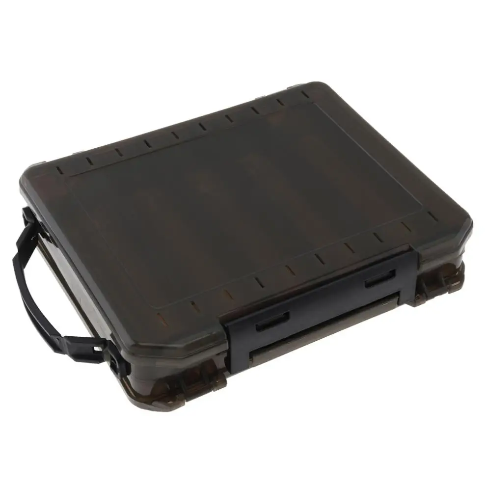 

20 x 17 x 4.5cm Double Side Translucent Thickening 10 Compartments Fishing Lure Box for Bait Lures Storage Case with Handle