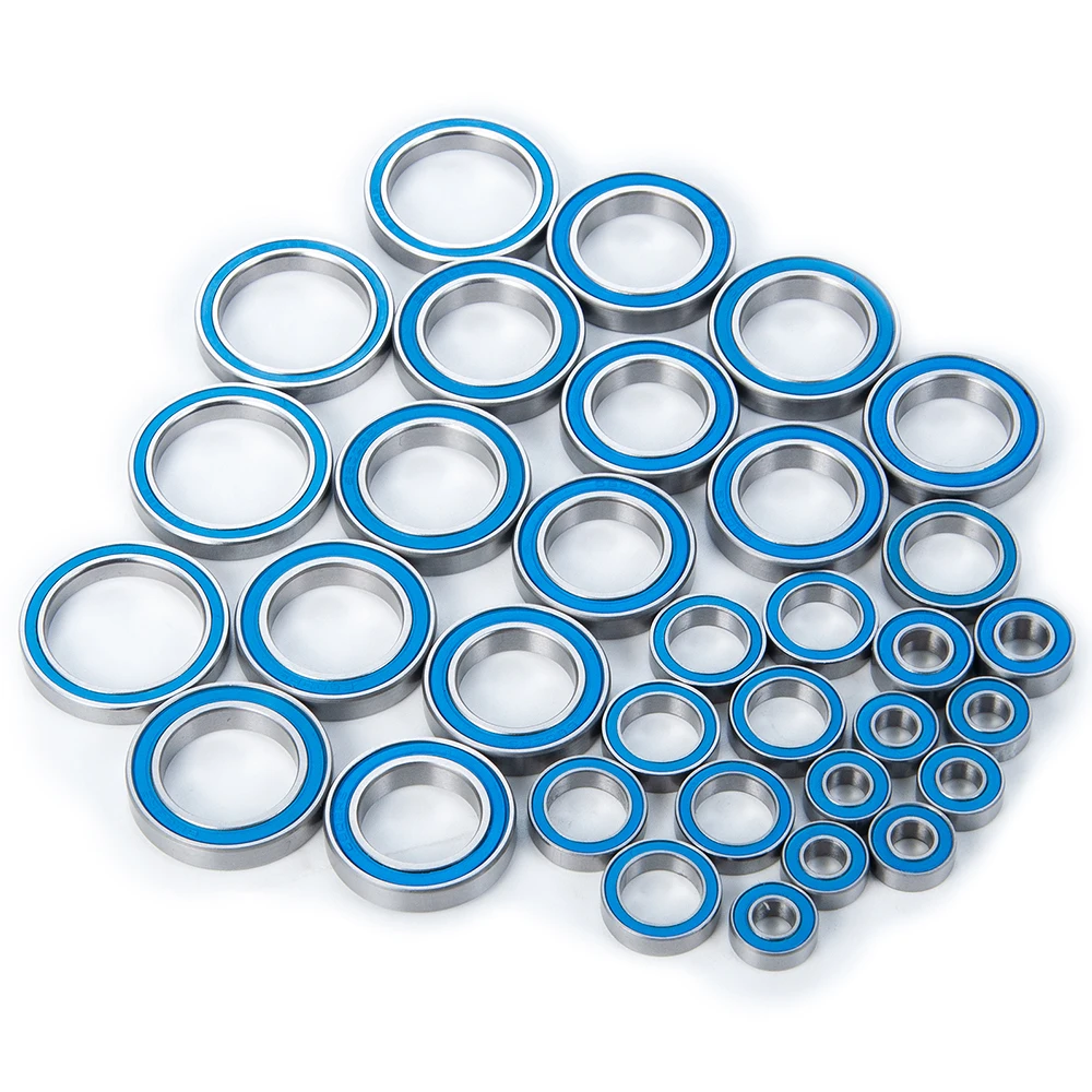 YEAHRUN-rodamiento de bolas de cubo de rueda RC, conjunto de rodamientos sellados de goma azul de acero cromado para Traxxas 8s x-maxx RC, piezas de actualizaci&oacute;n de coche, 33 Uds.-3