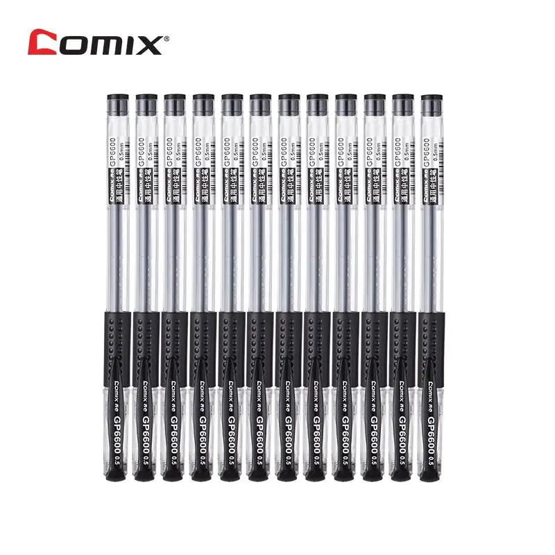 Гелевые ручки Comix 12 шт./компл. 0 5 мм синие и черные цветные чернила для письма