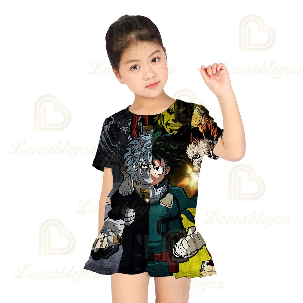 

Summer Dress for Girls Princess Dress My Hero Academia Party Holiday Cartoon Dress Girls Children Short Shirts Costume Clothes