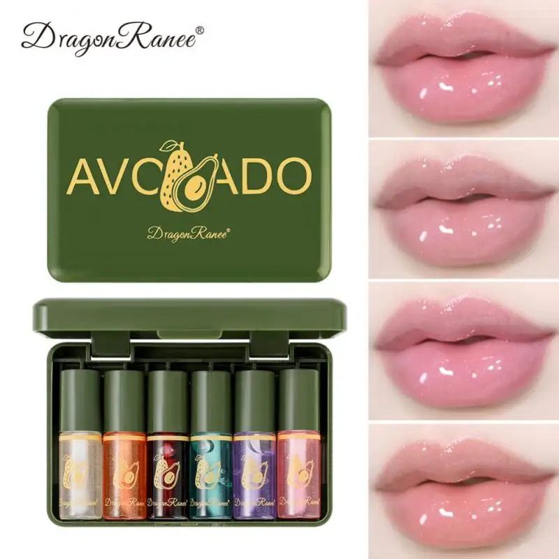 

6PCS/Set Natural High Gloss Lipstick Long Lasting Moisturizing Nourishing Lip Gloss Reduce Lips Lines Colorless Lip Oil Care