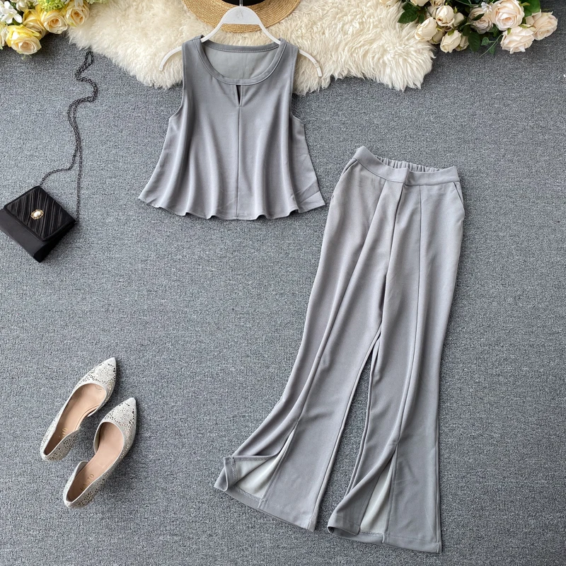 Модные рубашки с короткими рукавами и укороченным топом + свободные брюки из