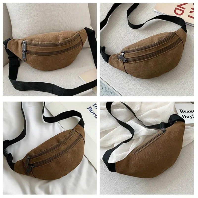 

Casual Canvas Waist Bag Unisex Functional Waist Bag Mobile Phone Bag Men and Women Convenient Belt Banana Bag Fanny Pack Pillow