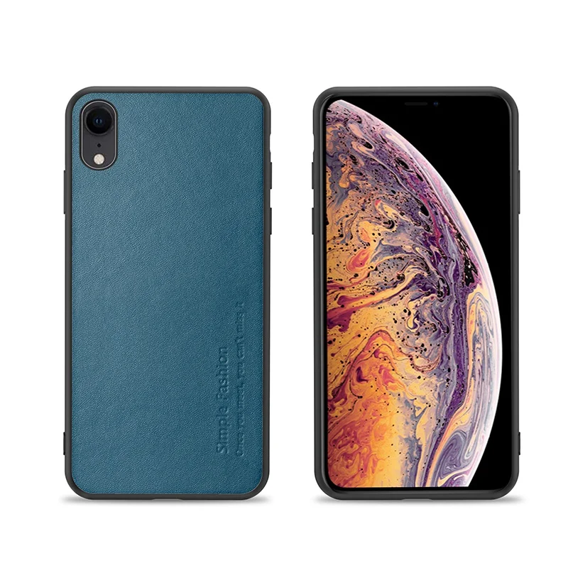 Для iPhone X Xr Xs 11 Pro Max Роскошный чехол из натуральной кожи для iPhone 7 8 Plus анти-осенняя крышка - Цвет: BLUE