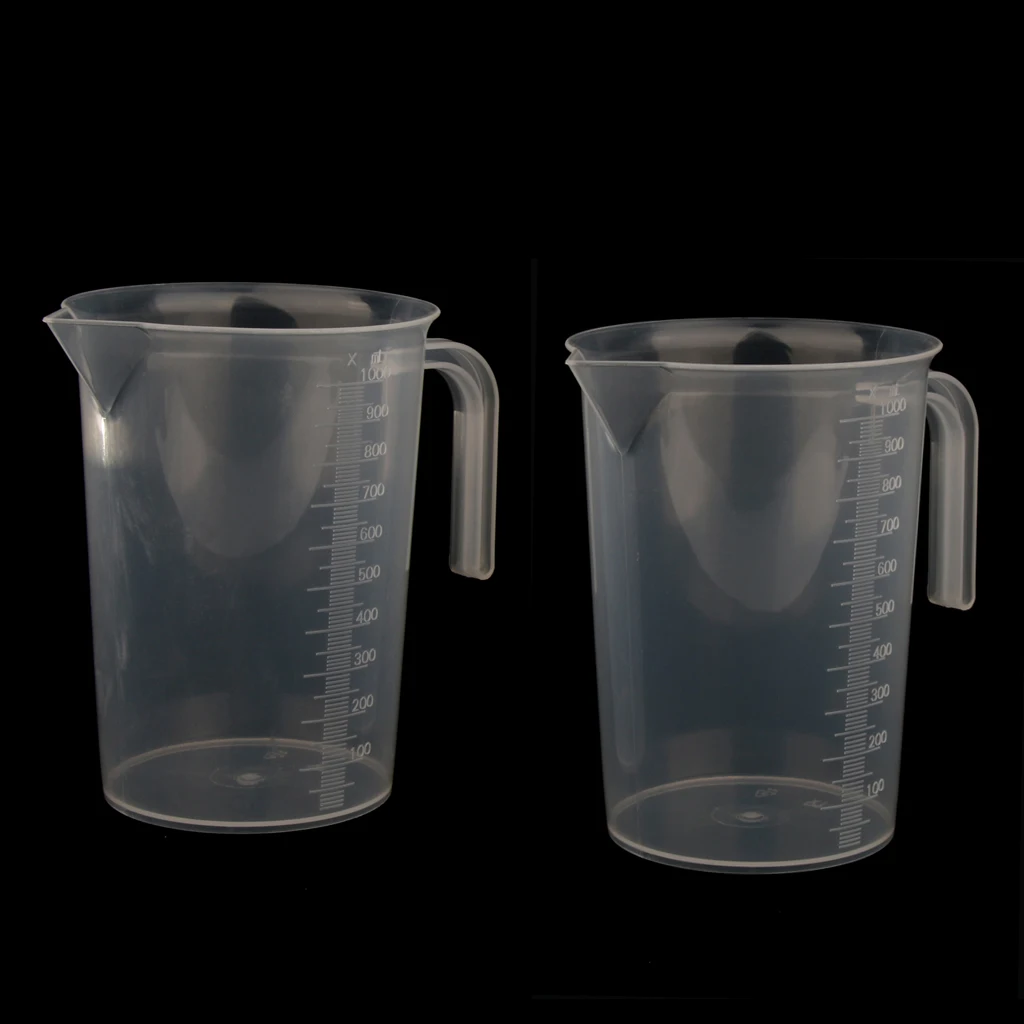 

2 PCS 1000ml Graduated Clear Plastic Liquid Measuring Cups Jug with Handle