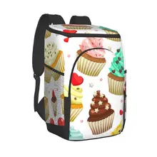 Refrigerator Bag Cute Cupcakes Soft Large Insulated Cooler Backpack Thermal Fridge Travel Beach Beer Bag