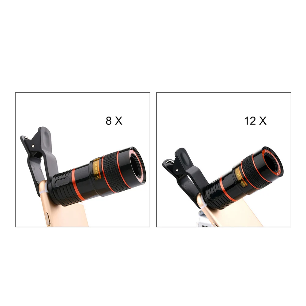 8x 12x мобильный телефон объектив клип оптический зум телескоп HD смартфон камеры
