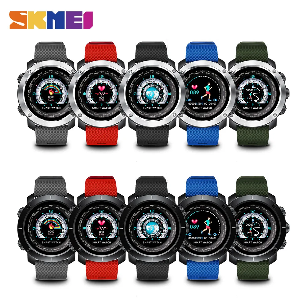 SKMEI 3D UI цифровой Смарт-часы Для мужчин спортивные часы Smartwatch сердечного ритма калорий дистанционного Водонепроницаемый Наручные Мужской Relogio Masculino W30