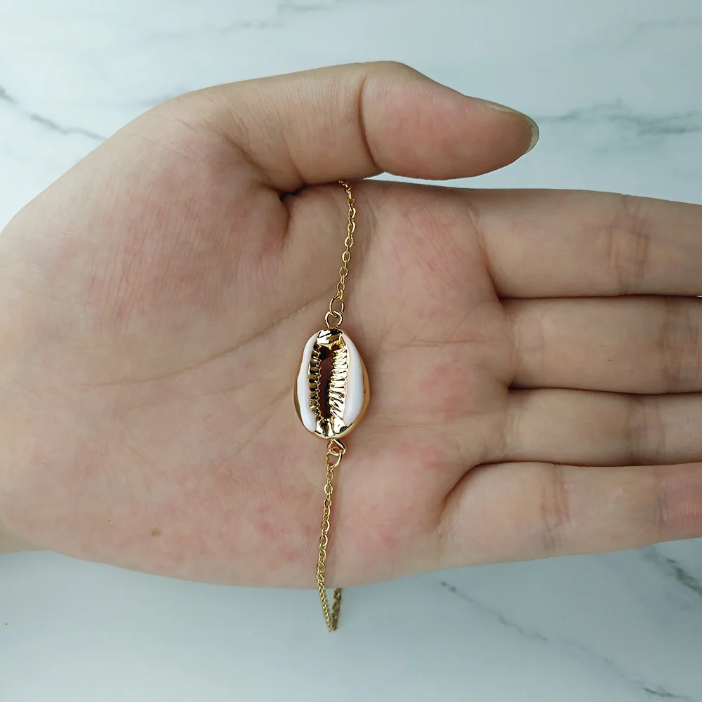 FINE4U B189 богемная оболочка браслет для женщин золотой цвет нержавеющая сталь звено цепи браслеты летние пляжные ювелирные изделия