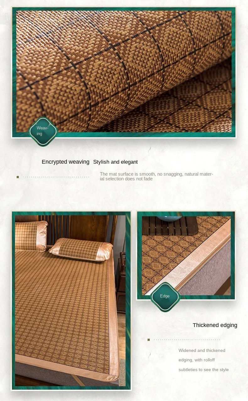 

Rattan Mat Ice Silk Summer Mat 1.8M Bed Double Bed Mat 1.5 M 1.2 Foldable Bamboo Bed Mat Soft Grass Mat Summer