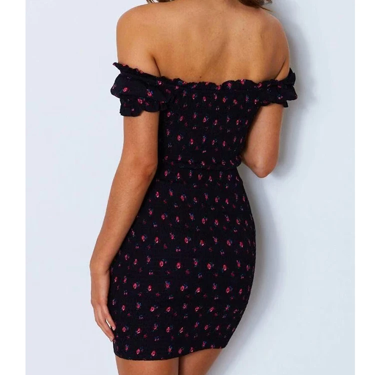 

Women Floral Wrap Dress Off Shoulder Tie Up Front Ruffle Mini Dress Summer Office Lady Slash Neck Printed Pencil Dress
