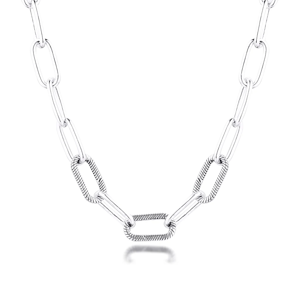 

QANDOCCI Silver 925 Jewelry (ME) Link Necklace For Women Sterling Silver Original Pendant Anniversary Gift