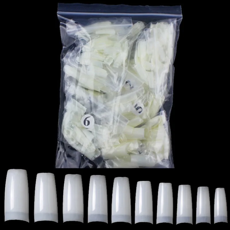 500/100 шт Французский Накладные ногти для ног светлый гвозь Советы акриловый