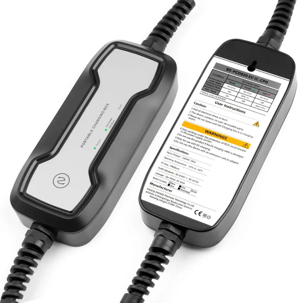 Портативный зарядный бокс для электромобилей Тип 2 10/16 А переключаемое