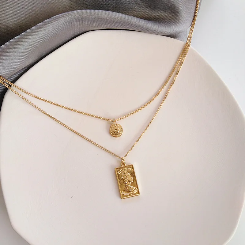 Винтажное ожерелье с резными монетами для женщин модный медальон золотого цвета