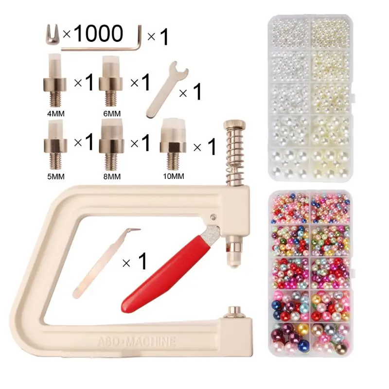 

All Sizes Manual Round Pearl Fixing Machine Pearl Attach Machine for Garments Clothes Decor Beading Supplies Kit
