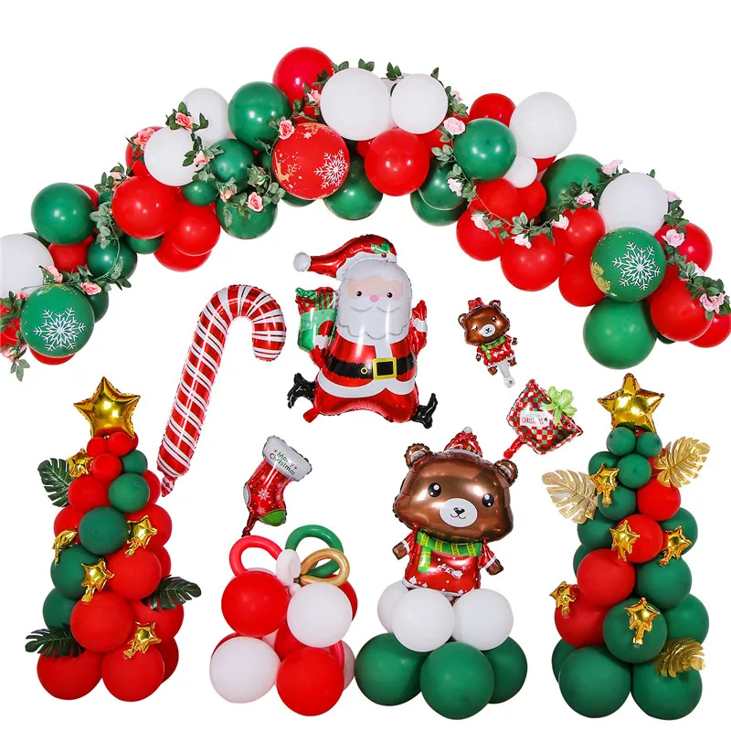 

Merry Christmas Balloons Garland Arch Kit Christmas Elderly And Tree Star Aluminum Film Balloons Party Decorations Supplies