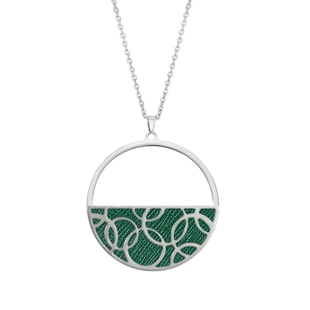 Legenstar Hoop Round Pendant Necklace for Women Reversible Leather collier femme bijoux Stainless Steel Charm Jewels