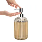 Прозрачная бутылка для жидкого мыла, вертикальная полоска, 500 мл, стеклянная бутылка для дезинфицирующего средства для рук, Декор ванной, отеля, мыльная бутылка, 1 шт.
