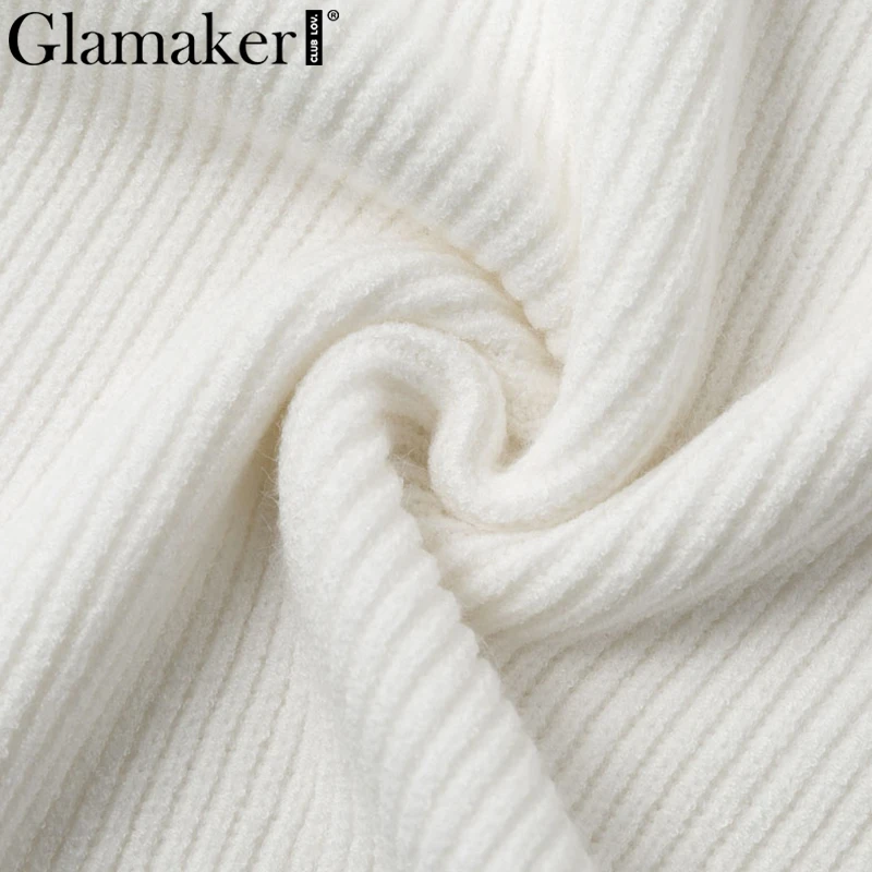 Glamaker белый элегантный вязаный свитер зимнее платье Женский костюм из двух частей миди платье осенние сексуальные вечерние облегающее платье