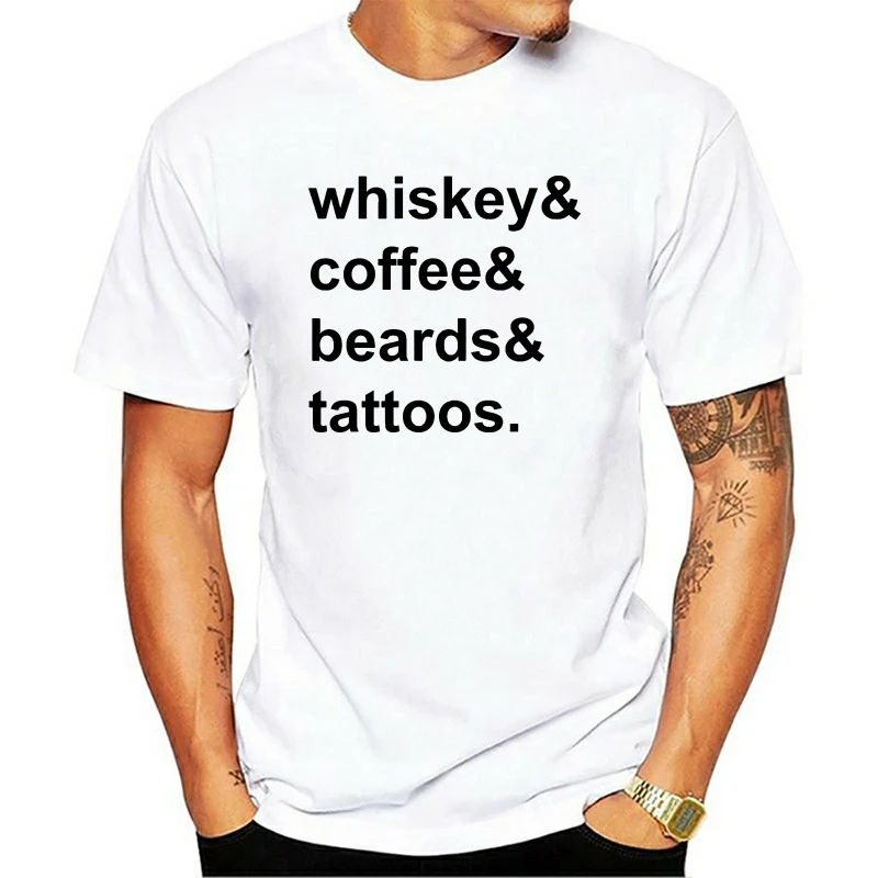 

Whiskey Coffee Beards Tattoos Funny Men T Shirt