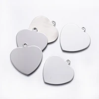 5pcs stainless steel charms heart shape stamping blank tag pendant jewelry making findings 41x40x1mm hole 3mm