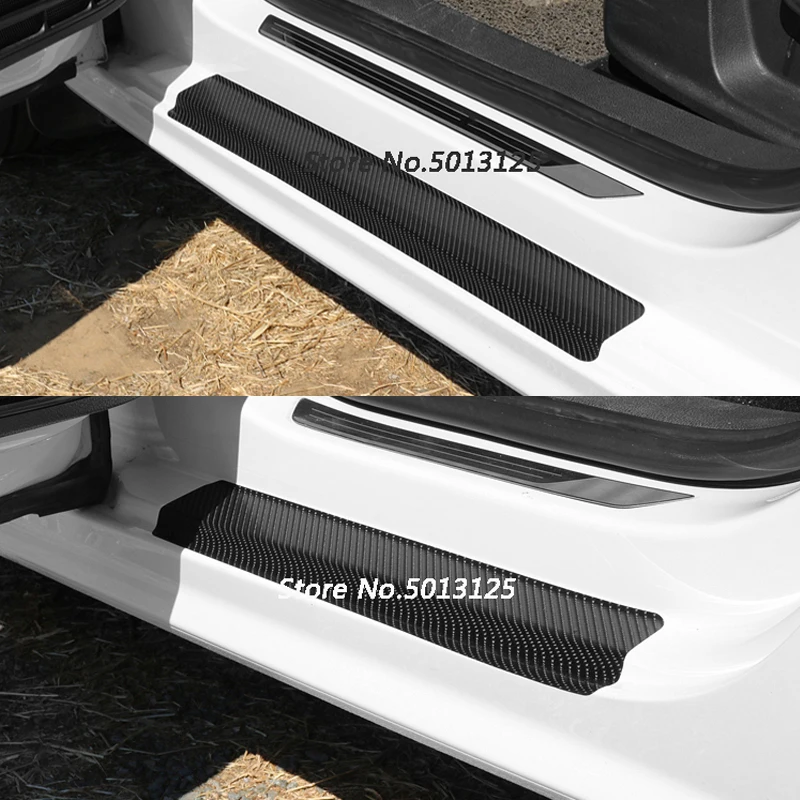 4Pcs Carbon Fiber Door Pedal Bumper 3D Scratch Protector Sill Scuff Threshold for Skoda Kodiaq 2017 2018 2019 2020 2021 | Автомобили и