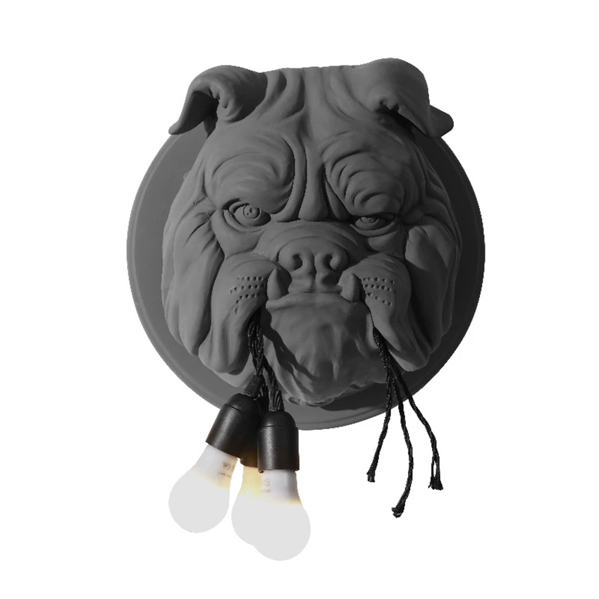 

Nordic animal resin head wall lamps living room study art bathroom creative designer bulldog wall sconces lights deco fixtures