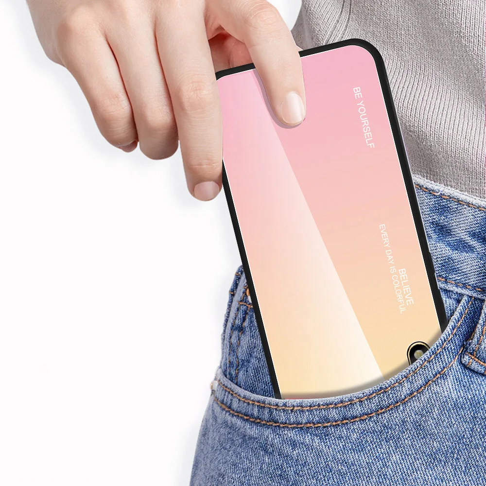 New Gradient Tempered Glass Phone Case For Huawei Honor 8X Mate 20 Pro 10 P20 Lite P Smart Plus Nova 3i 3 4 P30 Cover | Мобильные