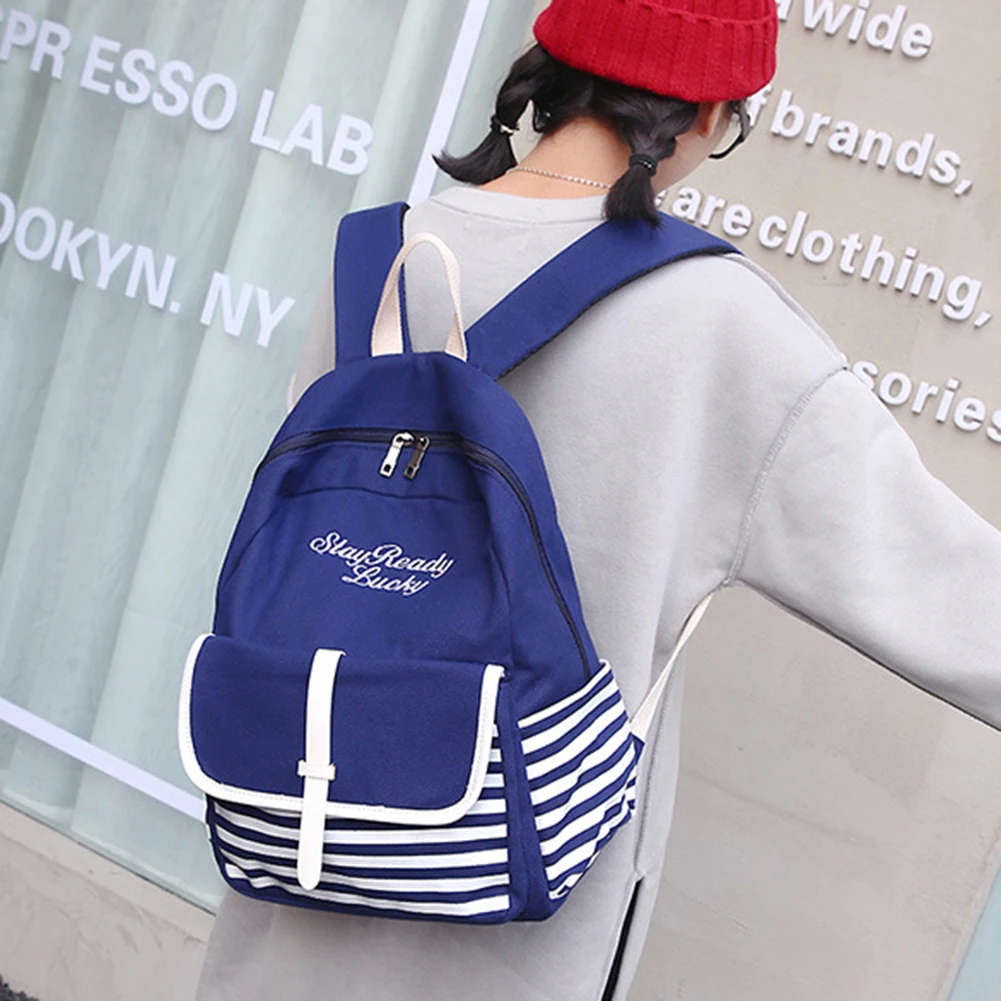2020 модный рюкзак в полоску с вышитыми буквами школьный Наплечная Сумка mochilas bonitas