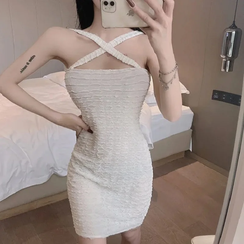 

Summer new sling hedging cross backless sexy tight-fitting hip skirt Sexy Bodycon Party Skinny clothes Woman's Dress vestido Y2K